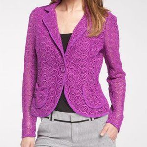 Nanette Lepore Purple Lace Blazer Jacket Size 4
